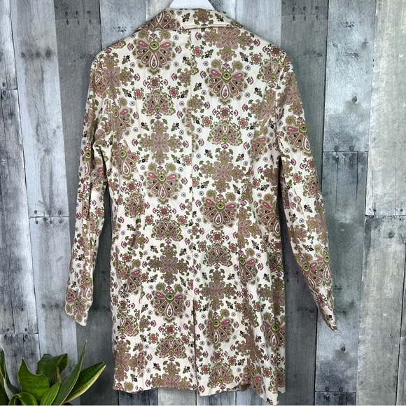 NICOLE MILLER Floral Print Boho Peacoat Jacket Size 12 - Picture 7 of 7